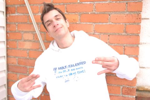 1993 Ford Probe - A man poses in front of a brick wall wearing a hoodie with a humorous slogan about multitasking.