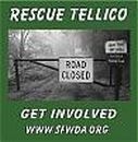 1992 Ford Mustang - A black and white image shows a road closed sign on a gate with the text "RESCUE TELLICO" and "GET INVOLVED WWW.SFVDA.ORG" above and below.