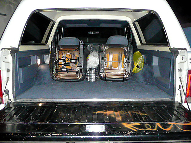 Interior of 1991 Ford Bronco with seats removed