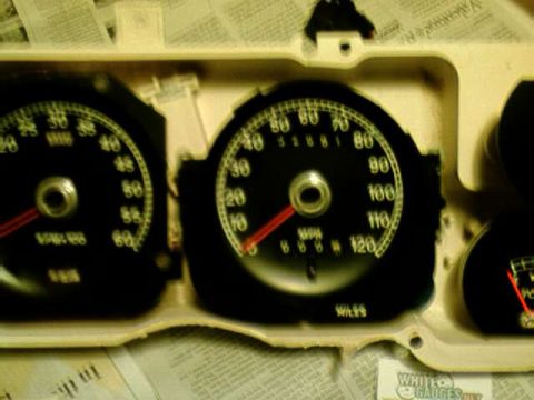 1976 Ford Ranchero - Close-up of a vehicle's instrument cluster, focusing on the gauges.