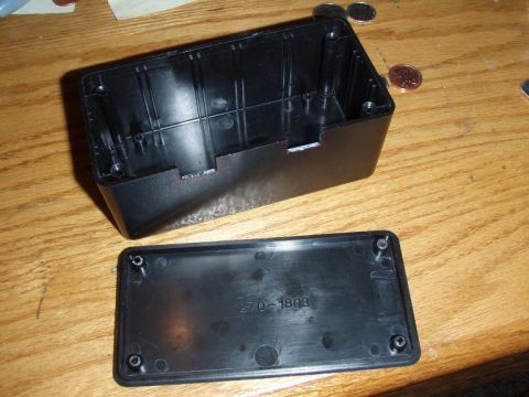 1992 Ford Bronco - Black Plastic PVC box as a casing. i got it at "The Source" / "radioshack" for $5