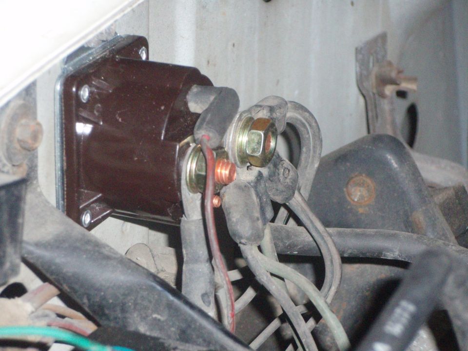 Starter solenoid with copper wiring and hex nuts