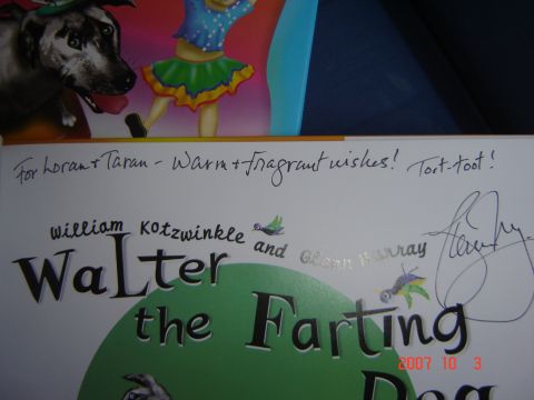 1993 Ford Bronco - This is a book cover for 'Walter the Farting Dog', illustrations and signatures from the authors.
