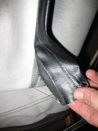 1993 Ford Bronco - Interior of roof, left support arm snap flap in need of sewing