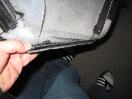 1993 Ford Bronco - Passenger side rear pillar, Fast track plastic in need of sewing repair
