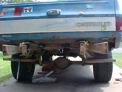 1975 Chevrolet Blazer - gas tank removed to allow access to bolts that need removed