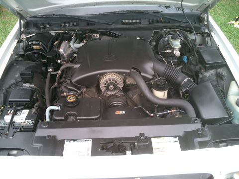1999 Ford Crown Victoria - The engine bay of a 1998 Ford Crown Victoria is visible with the hood open.