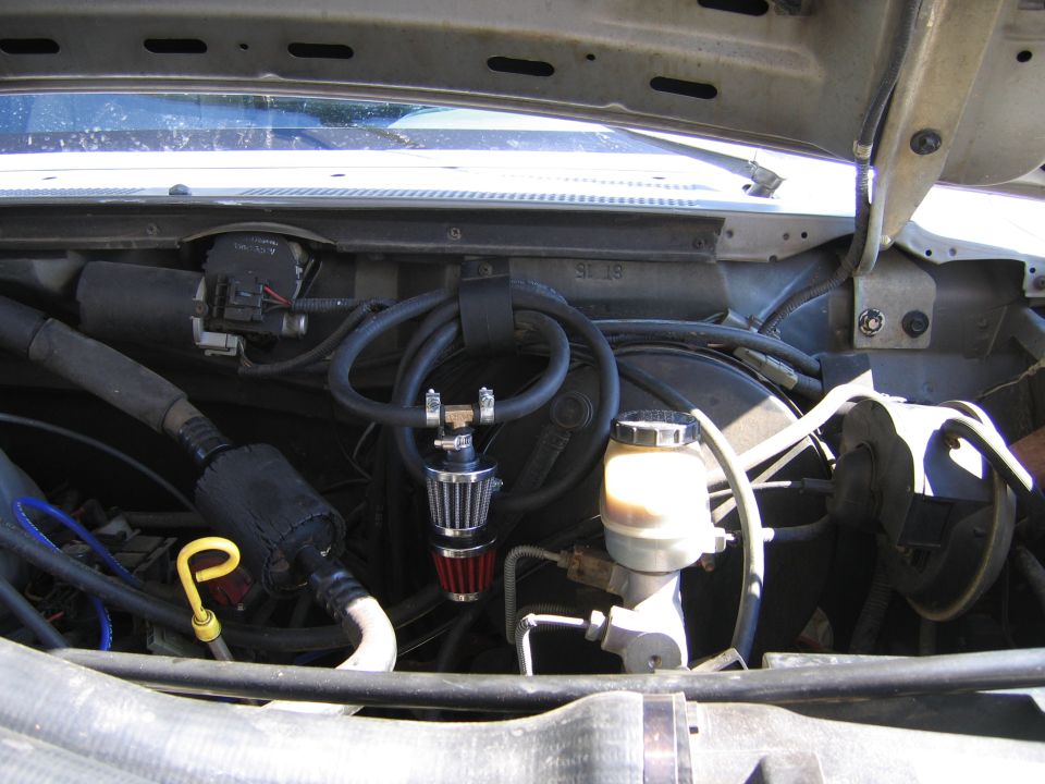 all lines routed through wiper motor wiring harness holder, and connected to a couple a cheap filters from parts store, trans and t-case to one, and diffs to the other