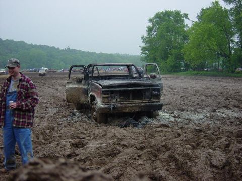 1983 Ford Bronco - This guy has a bad flame job! It shows a good shot of the mud, there are deeper spots in place, most of it was about a foot deep.