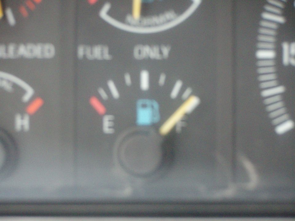 Fuel gauge showing nearly full tank