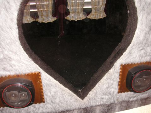 1979 Ford F-250 - Custom interior features fur lining and speakers, obscuring vehicle details.