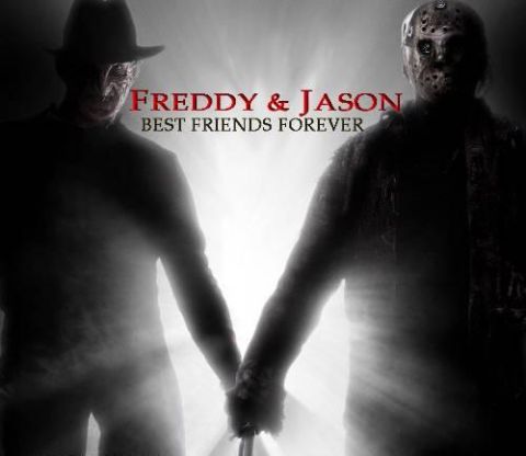 2000 Ford Crown Victoria - The poster shows horror icons Freddy Krueger and Jason Voorhees together, with a tagline and website logo.