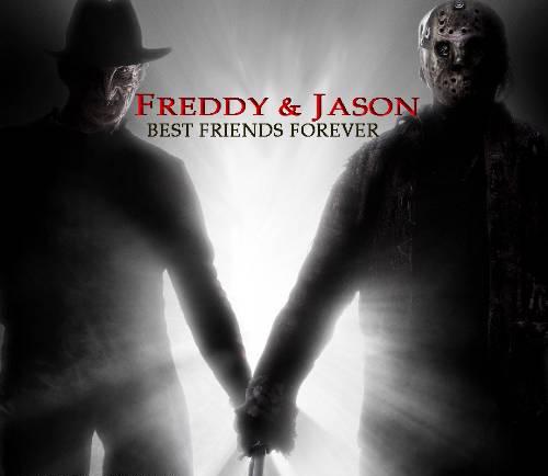 Freddy Krueger and Jason Voorhees holding hands, with text 'FREDDY & JASON BEST FRIENDS FOREVER'. Supermotors.net logo at bottom right