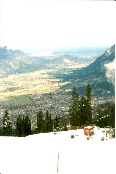 2003 Jeep TJ - View from a ski resort in a mountain valley, with a ski lift in the foreground.