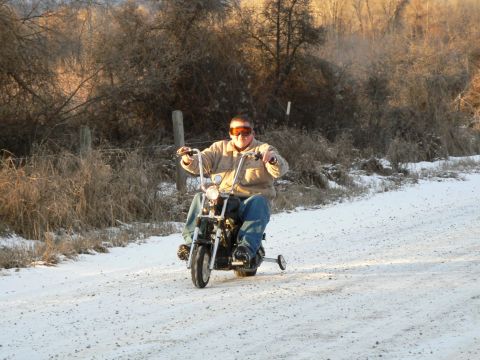 2006 Ford E350 - Me riding the mini-chopper.