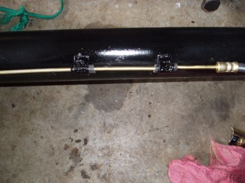 1980 Ford Bronco - I also used some vacum line to insulate the brake line here. Nice and snug and should keep from any lines having holes rubbed in them.
