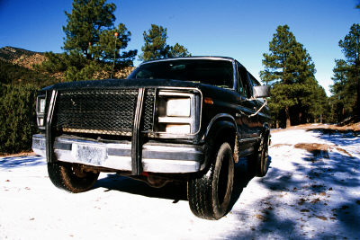 1980 Ford Bronco - This 1980 Ford Bronco is equipped with a brush guard and seen here in a snowy, wooded area.