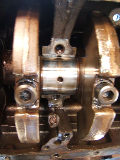 1946 Jeep CJ5 - This is a close-up view of the engine's crankshaft and connecting rod bearings.