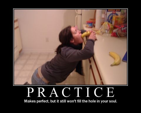 1996 Ford Bronco - A demotivational poster with the word PRACTICE and a quote about perfection.