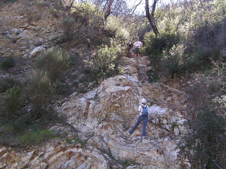 Adam up top of wash, Dayna following