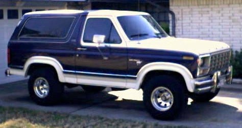 1981 Ford Bronco - This two-tone Ford Bronco is shown from a three-quarter front view.