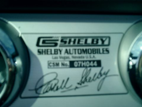 2007 Ford Mustang - Close-up of the Shelby Automobiles plaque, showing CSM number 07H044 and a signature, likely from a 2007 model.