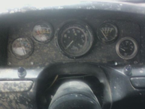 1992 Ford F-350 - Interior view of a vehicle's dashboard, showing several gauges and the steering wheel column.