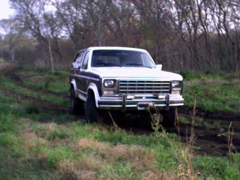 1981 Ford Bronco - A white Ford Bronco is seen from a 3/4 front angle on a dirt path surrounded by trees.