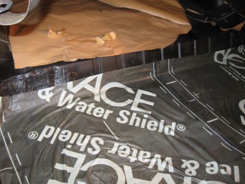 1978 Ford Bronco - Close-up of ACE & Water Shield waterproofing material, likely for construction.