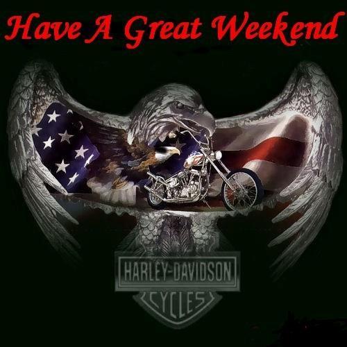Motorcycle graphic with eagle, American flag, and Harley-Davidson Cycles logo