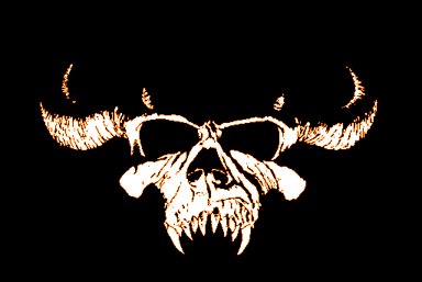 1990 Ford Bronco - Graphic of a skull with horns and fangs, with the Supermotors.net logo at the bottom right.