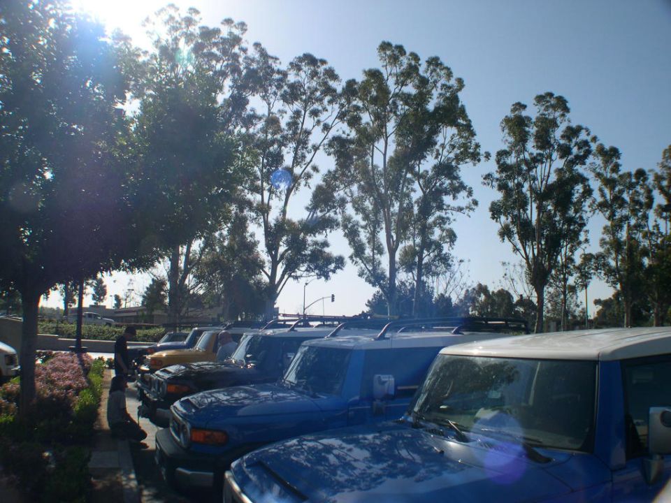 Blue 2007 Toyota FJ Cruiser parked in a row with other SUVs under a sunny sky