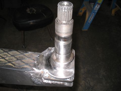 1989 Ford Bronco - Dana 44 spindle with the stub welded in from the back to make the hub lockout work for a carrier stop.