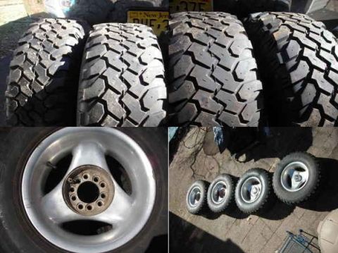 1997 Jeep TJ - A collage of vehicle parts including several tires and wheels, with a Supermotors.net watermark.
