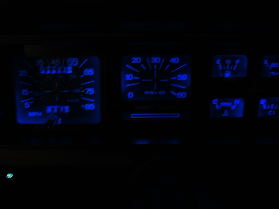 Blue inverted wedge LED's installed