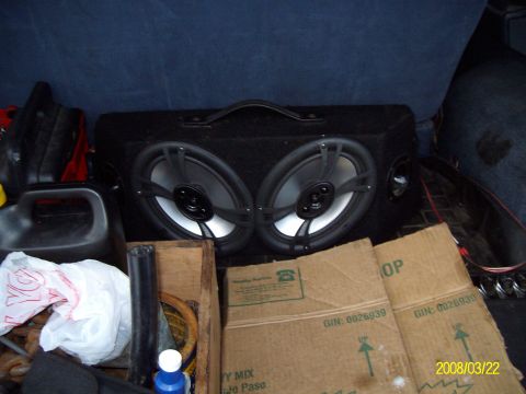 1988 Ford Bronco - Free sub box I got. Had 2 8" generic speakers when I got it. A few months later and I modified the box to make 2 6x9s fit. The tweeters on…