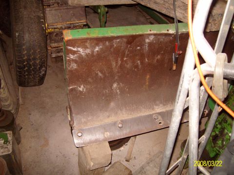 1988 Ford Bronco - Dozer blade of John Deere MC crawler.