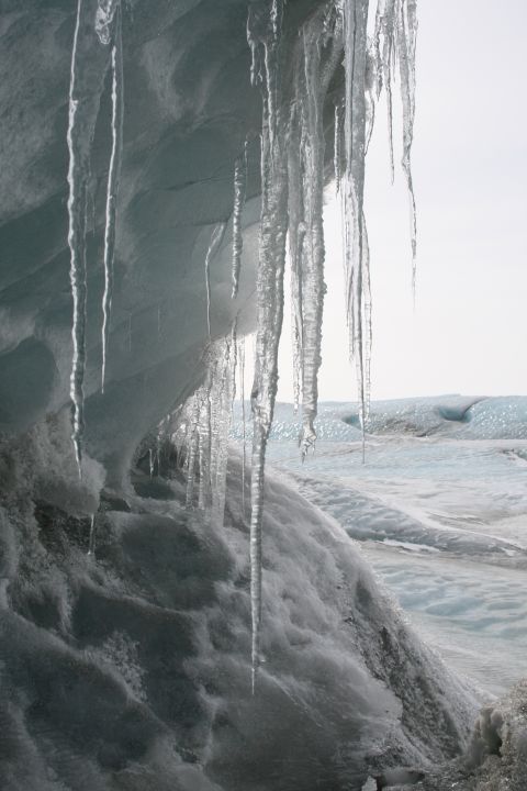 2003 Jeep TJ - Icicles drip from an icy formation in a cold, glacial environment.