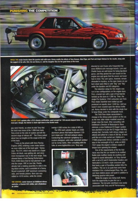 1990 Ford Mustang - A red drag car is shown from the side and interior, highlighting its racing modifications and custom paint.
