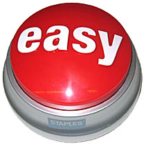 1971 Ford Ranchero - A red button with the word "easy" printed on it in white letters.