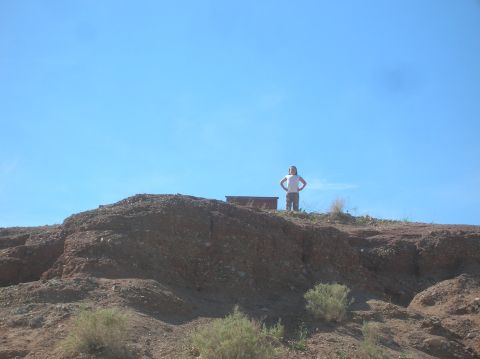 1985 Ford Bronco - A person stands on a hill overlooking a dry, arid landscape.