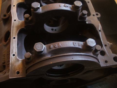 1974 Ford Ranchero - Engine block casting with stamped identification letters DOA ED visible.