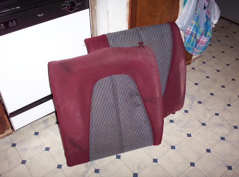 Maroon and grey car seats