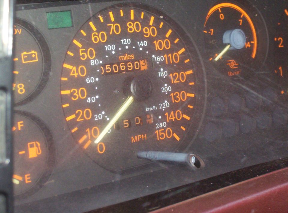 Dashboard gauges with odometer showing 50690 miles