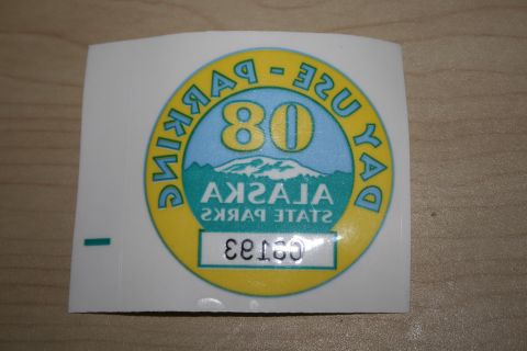 2003 Jeep TJ - This sticker is for Alaska State Parks day use parking and has a code "C6150" at the bottom.