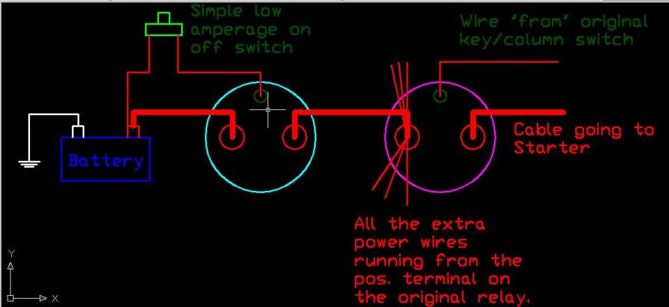 For a power cut off using a stock relay.