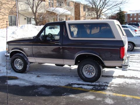 1992 Ford Bronco - This 1992 Ford Bronco is seen from the side on a winter day.