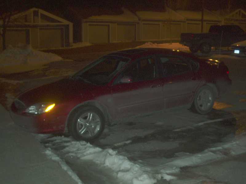 a side view at night. notice all the buildup after 2 days in the winter.