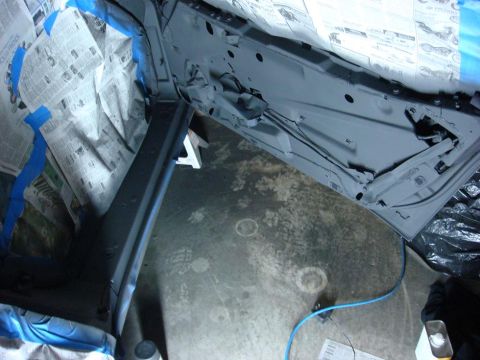 1975 Chevrolet Corvette - Masked off door panel and doorjambs to prime them black