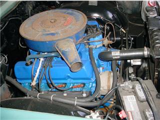 1972 Ford Ranchero - Close-up view of the engine compartment, showing the V8 engine and associated components.